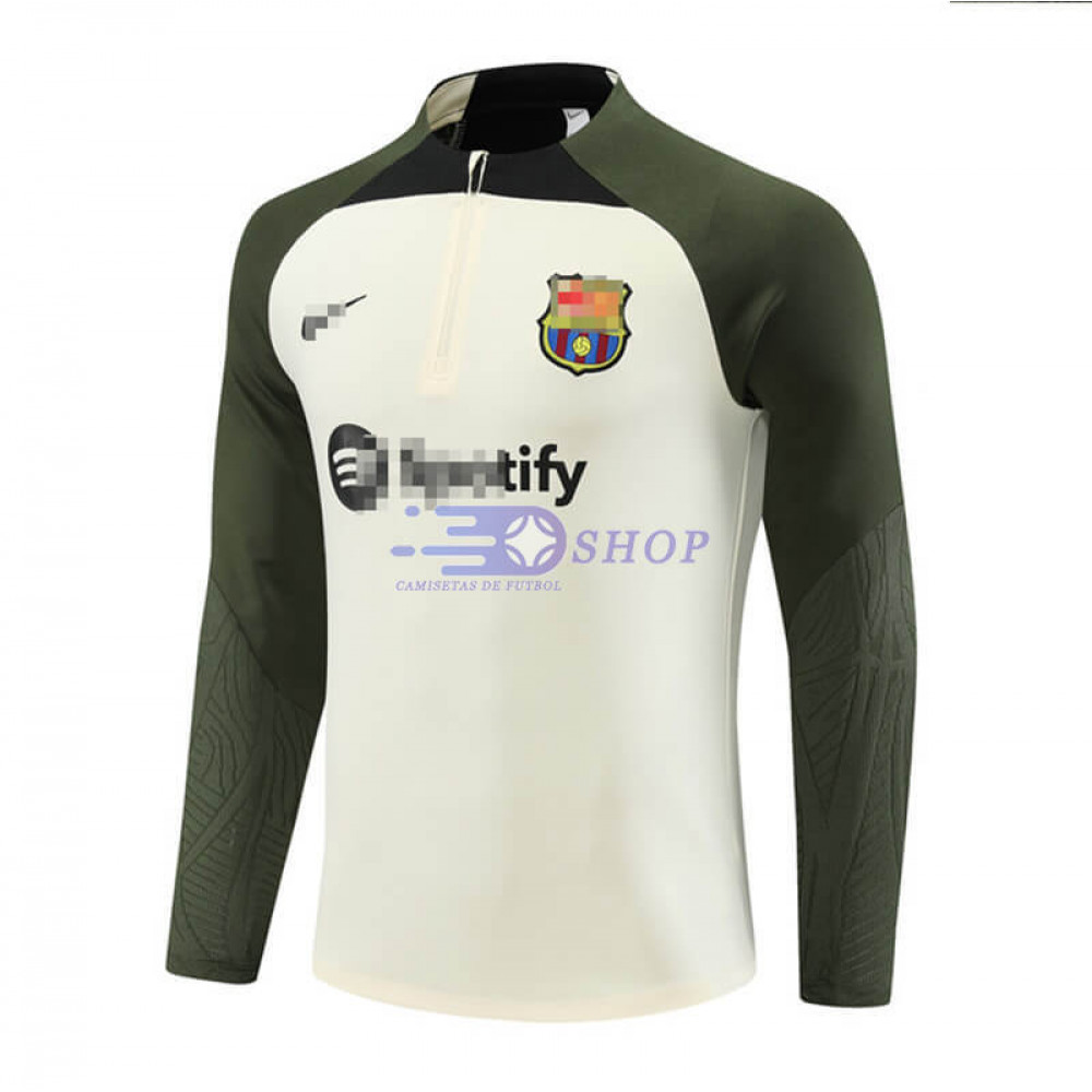 Sudadera De Entrenamiento Barcelona Beige Verde 2023 2024